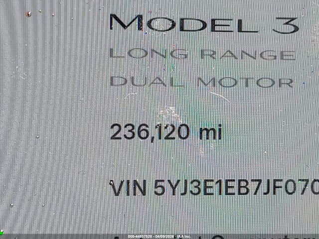 Aukcja sprzedaży 2018 Tesla Model 3 Long Range/performance, vin: 5YJ3E1EB7JF070595, numer aukcji: 44837528