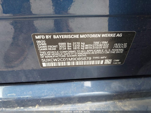 Продаж на аукціоні авто 2021 Bmw X7 Xdrive40i, vin: 5UXCW2C01M9D85879, номер лоту: 44837535
