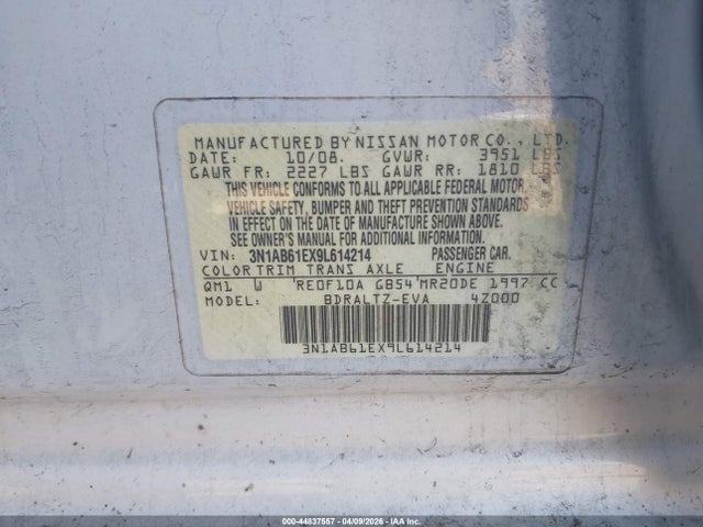 2009 NISSAN SENTRA 3N1AB61EX9L614214 Photo 8