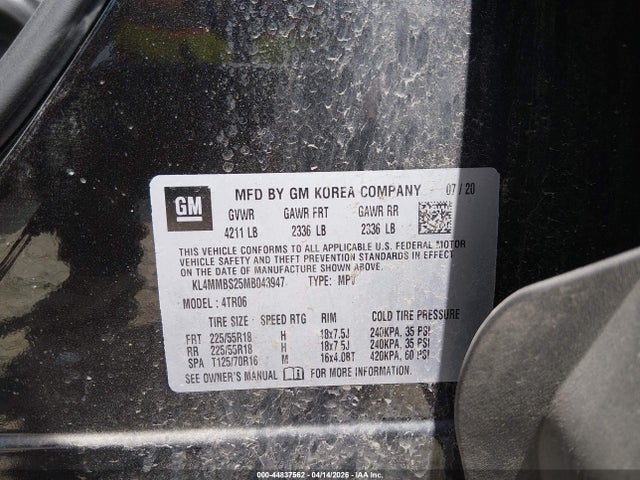 44837562 :رقم المزاد ، KL4MMBS25MB043947 vin ، 2021 Buick Encore Gx Fwd Preferred مزاد بيع