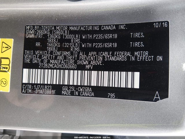 Aukcja sprzedaży 2017 Lexus Rx 350, vin: 2T2BZMCA0HC060660, numer aukcji: 44837615