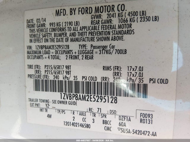 2014 FORD MUSTANG 1ZVBP8AM2E5295128 Photo 8