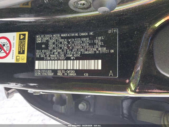 Продаж на аукціоні авто 2011 Lexus Rx 350, vin: 2T2BK1BA3BC116957, номер лоту: 44837662