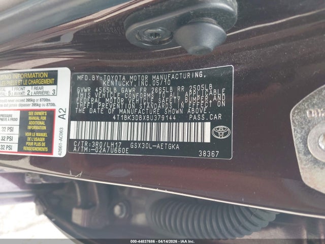 Продаж на аукціоні авто 2011 Toyota Avalon, vin: 4T1BK3DBXBU379144, номер лоту: 44837686