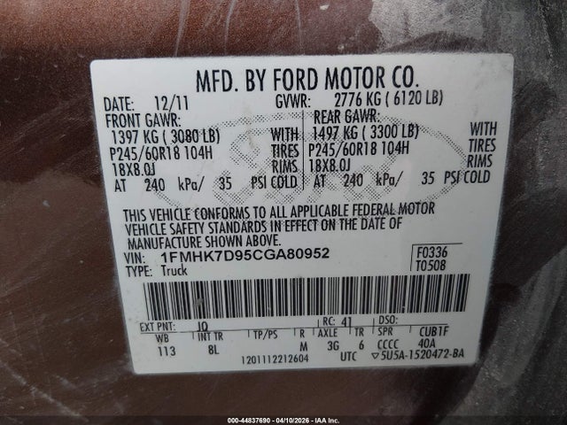 2012 FORD EXPLORER 1FMHK7D95CGA80952 Photo 8