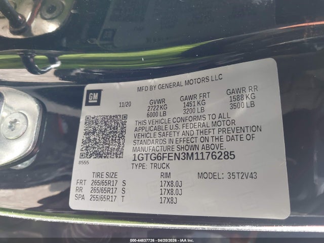 Продаж на аукціоні авто 2021 Gmc Canyon 4wd  Long Box At4 - Leather, vin: 1GTG6FEN3M1176285, номер лоту: 44837726