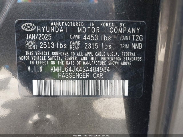 Продаж на аукціоні авто 2025 Hyundai Sonata Sel, vin: KMHL64JA4SA484984, номер лоту: 44837743