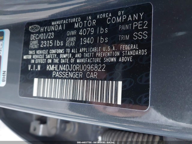 2024 Hyundai Elantra Hybrid Limited მანქანა იყიდება აუქციონზე, vin: KMHLN4DJ0RU096822, აუქციონის ნომერი: 44837755
