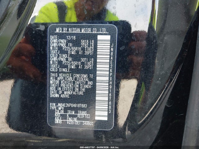 Aukcja sprzedaży 2017 Nissan Quest Sv, vin: JN8AE2KPXH9167683, numer aukcji: 44837797