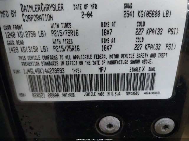 2004 JEEP LIBERTY 1J4GL48K14W239993 Photo 8
