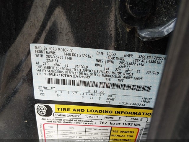 1FMJU1KT8NEA61947 Ford Expedition Limited