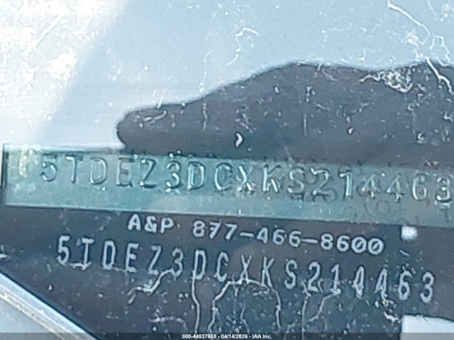 44837859 :رقم المزاد ، 5TDEZ3DCXKS214463 vin ، 2019 Toyota Sienna Se 7 Passenger مزاد بيع