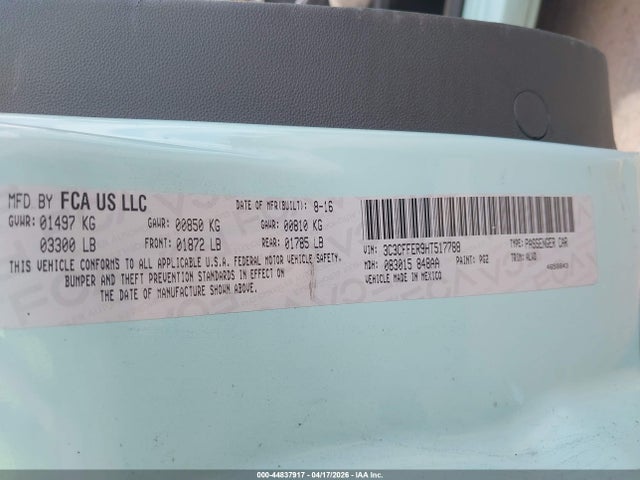 Fiat 500c Lounge 2017 3C3CFFER9HT517788 Image 9