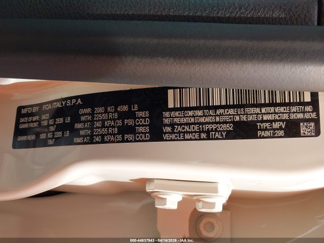 44837943 :رقم المزاد ، ZACNJDE11PPP32652 vin ، 2023 Jeep Renegade Altitude 4x4 مزاد بيع