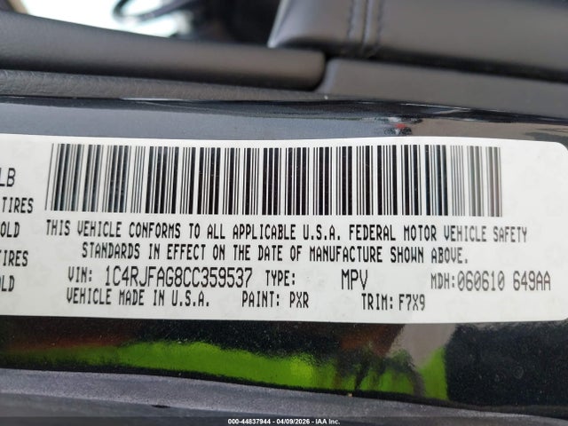 2012 JEEP GRAND CHEROKEE 1C4RJFAG8CC359537 Photo 8