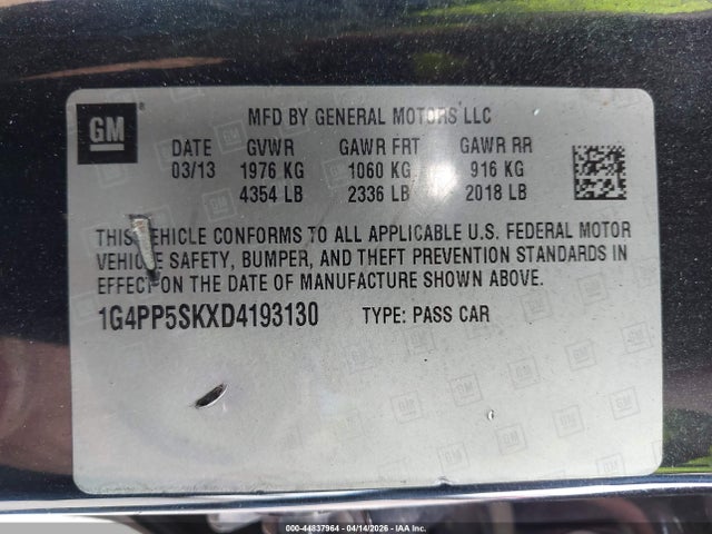 Продаж на аукціоні авто 2013 Buick Verano, vin: 1G4PP5SKXD4193130, номер лоту: 44837964