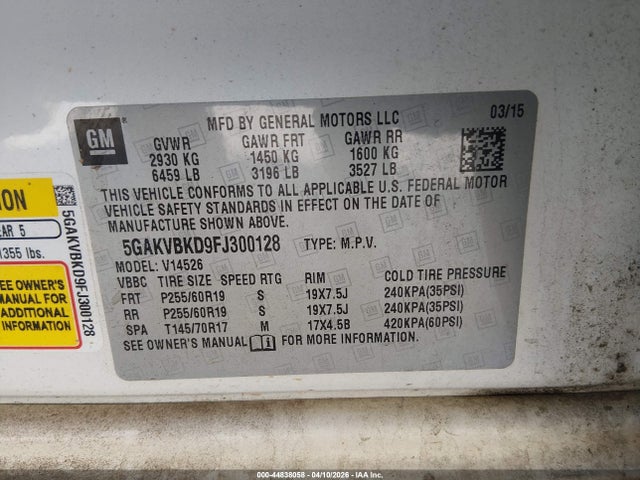 Продаж на аукціоні авто 2015 Buick Enclave Leather, vin: 5GAKVBKD9FJ300128, номер лоту: 44838058