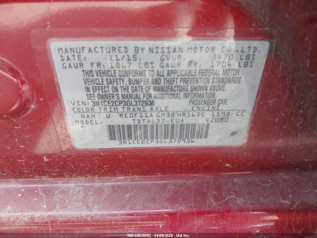 Продаж на аукціоні авто 2016 Nissan Versa Note S (sr)/s Plus/sl/sr/sv, vin: 3N1CE2CP3GL372936, номер лоту: 44838092