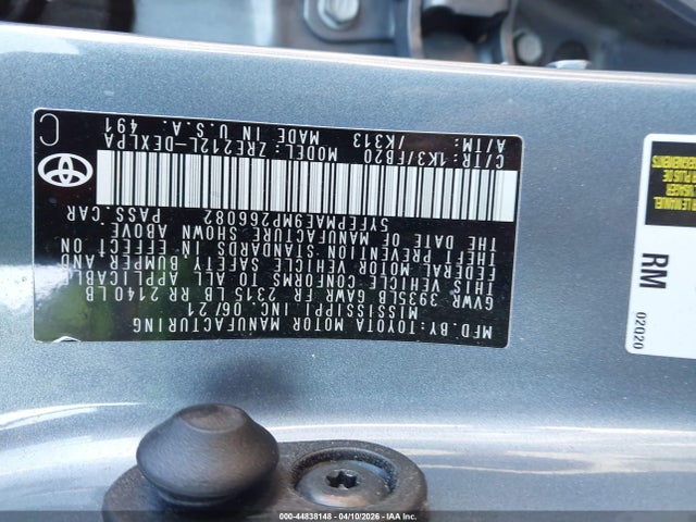 Продажа на аукционе авто 2021 Toyota Corolla Le, vin: 5YFEPMAE9MP266082, номер лота: 44838148