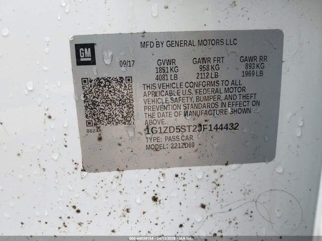 Продаж на аукціоні авто 2018 Chevrolet Malibu Lt, vin: 1G1ZD5ST2JF144432, номер лоту: 44838154