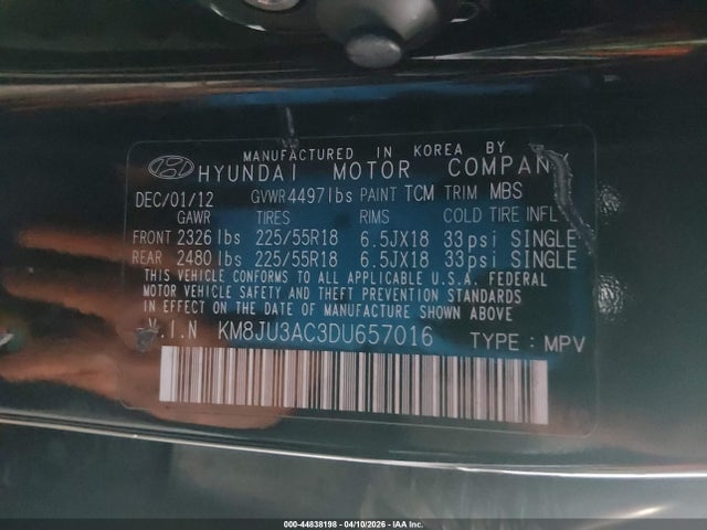 Продаж на аукціоні авто 2013 Hyundai Tucson Limited, vin: KM8JU3AC3DU657016, номер лоту: 44838198