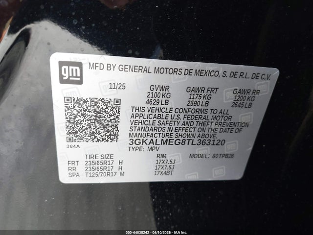 44838242 :رقم المزاد ، 3GKALMEG8TL363120 vin ، 2026 Gmc Terrain Fwd Elevation مزاد بيع