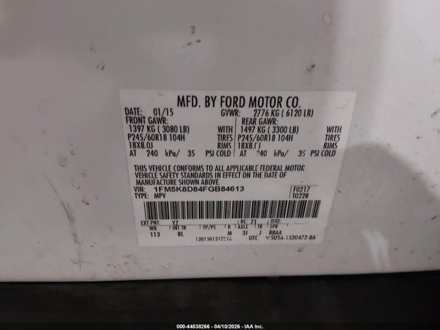 Продаж на аукціоні авто 2015 Ford Explorer Xlt, vin: 1FM5K8D84FGB84613, номер лоту: 44838266