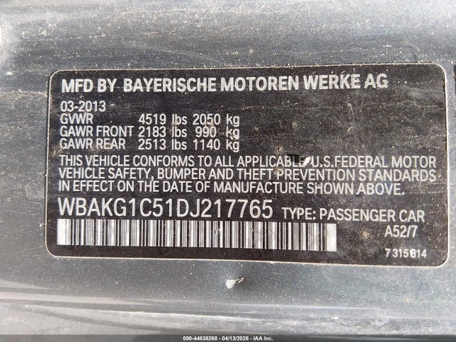 Aukcja sprzedaży 2013 Bmw 335is, vin: WBAKG1C51DJ217765, numer aukcji: 44838268