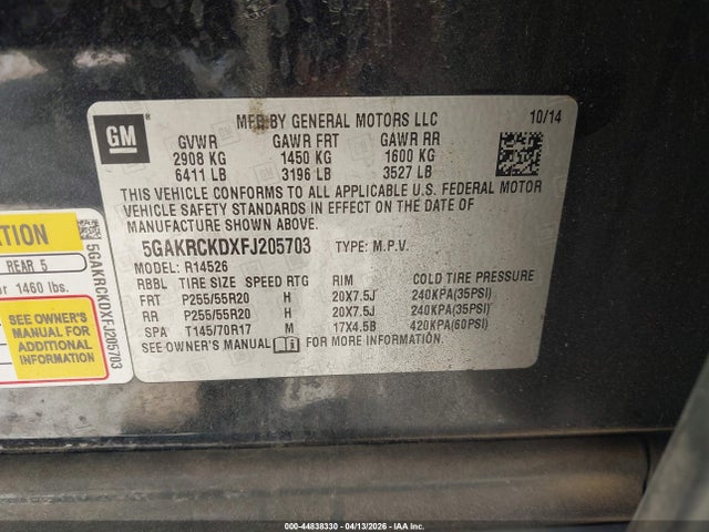 44838330 :رقم المزاد ، 5GAKRCKDXFJ205703 vin ، 2015 Buick Enclave Premium مزاد بيع