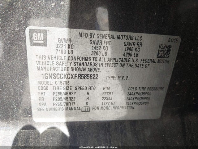 1GNSCCKCXFR585822 Chevrolet Tahoe Ltz