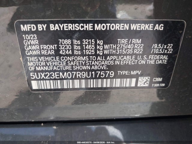 Продаж на аукціоні авто 2024 Bmw X7 Xdrive40i, vin: 5UX23EM07R9U17579, номер лоту: 44838370