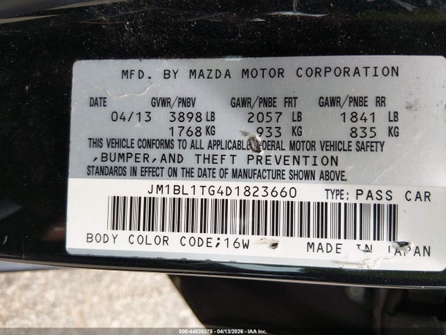 Aukcja sprzedaży 2013 Mazda Mazda3 I Sv, vin: JM1BL1TG4D1823660, numer aukcji: 44838378