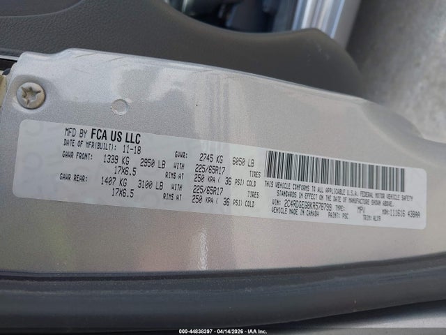 44838397 :رقم المزاد ، 2C4RDGEG8KR578799 vin ، 2019 Dodge Grand Caravan Gt مزاد بيع