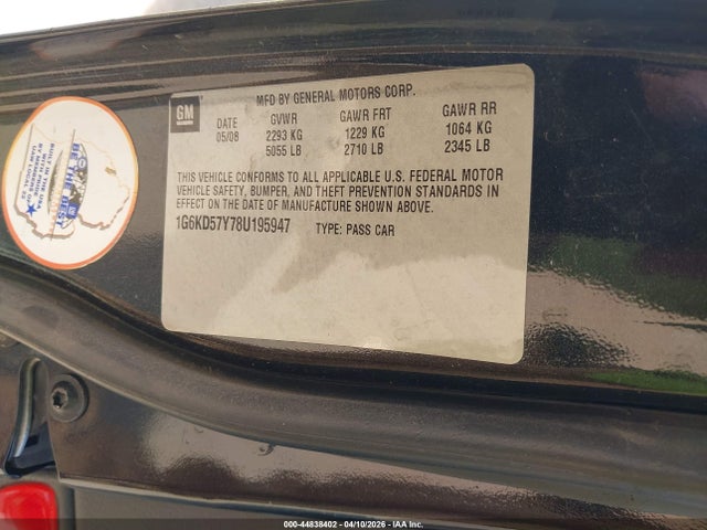 Продажа на аукционе авто 2008 Cadillac Dts 1sc, vin: 1G6KD57Y78U195947, номер лота: 44838402