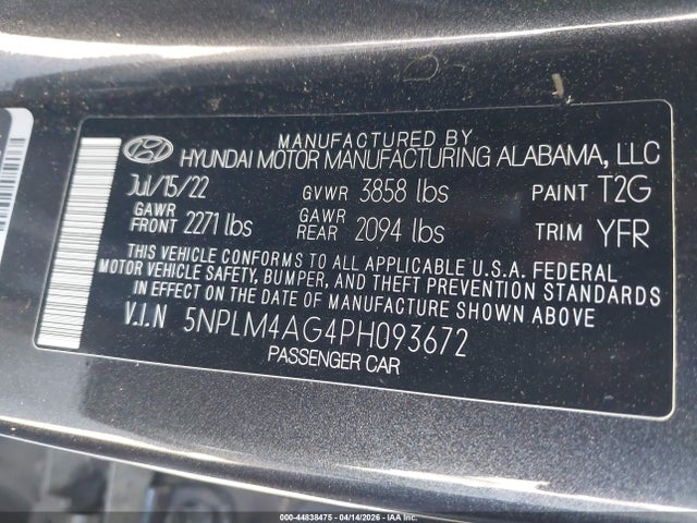 Aukcja sprzedaży 2023 Hyundai Elantra Sel, vin: 5NPLM4AG4PH093672, numer aukcji: 44838475