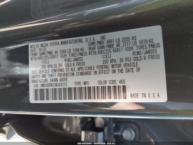 Aukcja sprzedaży 2025 Mazda Cx-50 2.5 S Preferred Package, vin: 7MMVABBM3SN384215, numer aukcji: 44838481