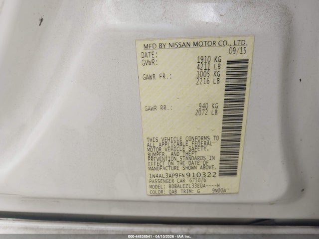 1N4AL3AP9FN910322 Nissan Altima 2.5 S
