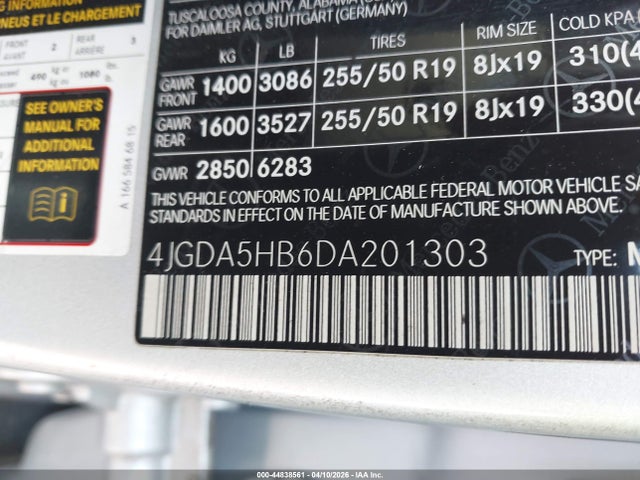 Продаж на аукціоні авто 2013 Mercedes-benz Ml 350 4matic, vin: 4JGDA5HB6DA201303, номер лоту: 44838561