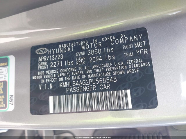 Продажа на аукционе авто 2023 Hyundai Elantra Sel, vin: KMHLS4AG2PU568548, номер лота: 44838580