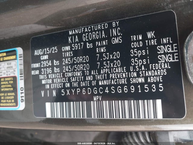 5XYP6DGC4SG691535 KIA Telluride S