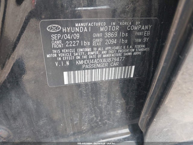 Aukcja sprzedaży 2010 Hyundai Elantra Blue, vin: KMHDU4ADXAU879477, numer aukcji: 44838664