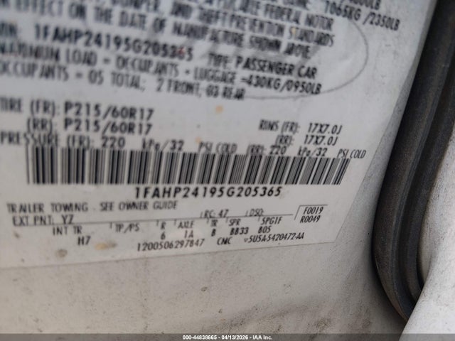 2005 FORD FIVE HUNDRED 1FAHP24195G205365 Photo 8