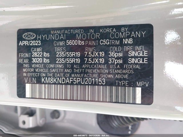 Aukcja sprzedaży 2023 Hyundai Ioniq 5 Sel, vin: KM8KNDAF5PU201153, numer aukcji: 44838673