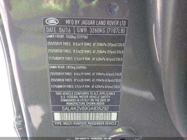 2016 LAND ROVER LR4 SALAK2V69GA835292 Photo 8