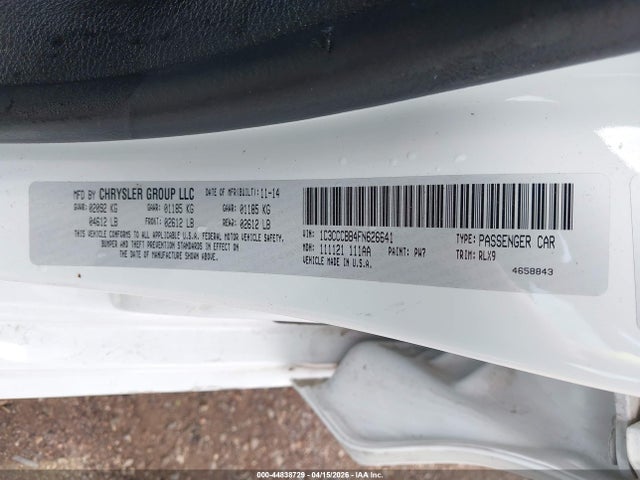 Aukcja sprzedaży 2015 Chrysler 200 S, vin: 1C3CCCBB4FN626641, numer aukcji: 44838729