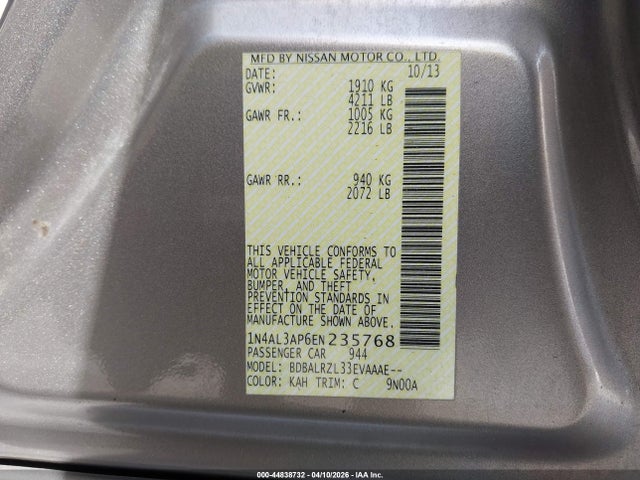 Nissan Altima 2.5 S 2014 1N4AL3AP6EN235768 Image 9
