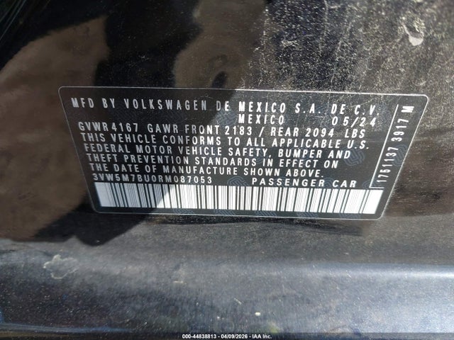 Aukcja sprzedaży 2024 Volkswagen Jetta 1.5t S, vin: 3VW5M7BU0RM087053, numer aukcji: 44838813