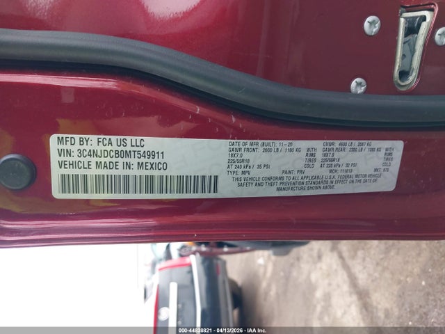 Aukcja sprzedaży 2021 Jeep Compass Limited 4x4, vin: 3C4NJDCB0MT549911, numer aukcji: 44838821