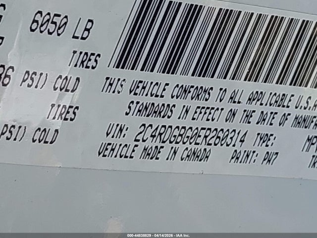 2014 Dodge Grand Caravan American Value Pkg მანქანა იყიდება აუქციონზე, vin: 2C4RDGBG0ER260314, აუქციონის ნომერი: 44838829