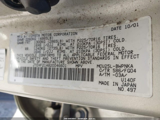 2002 TOYOTA HIGHLANDER JTEHF21A820046601 Photo 8